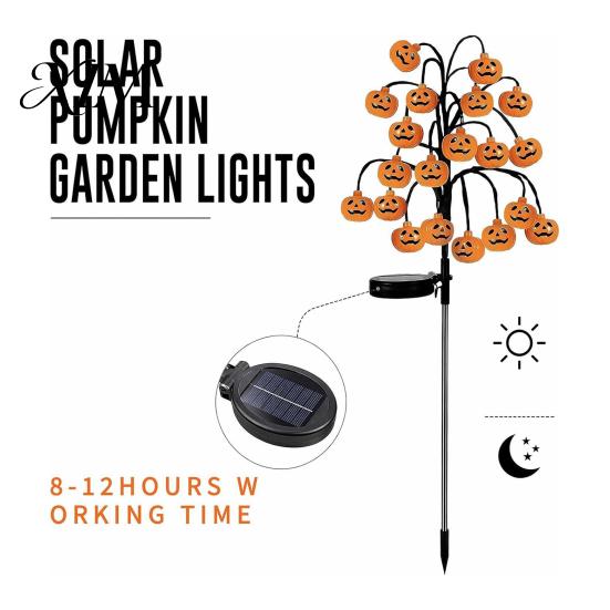 Spooky Yard Path Lighting Solar Pumpkin Stake Lights, LED Glowing Garden Light, Halloween Decorative Porch Accents Lantern, IP65