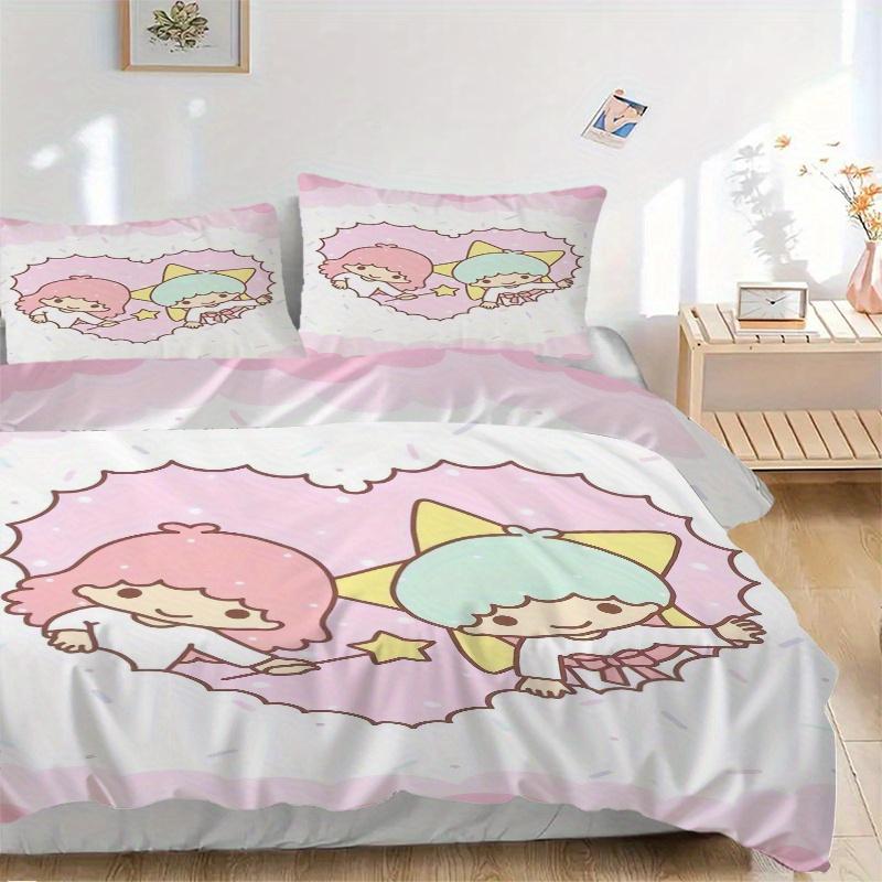 

3pcs Sanrio Love Little twin stars Printed Bedding Set, Soft and Comfortable Quilt Cover for Bedroom, Guest Room S078 135x200cm