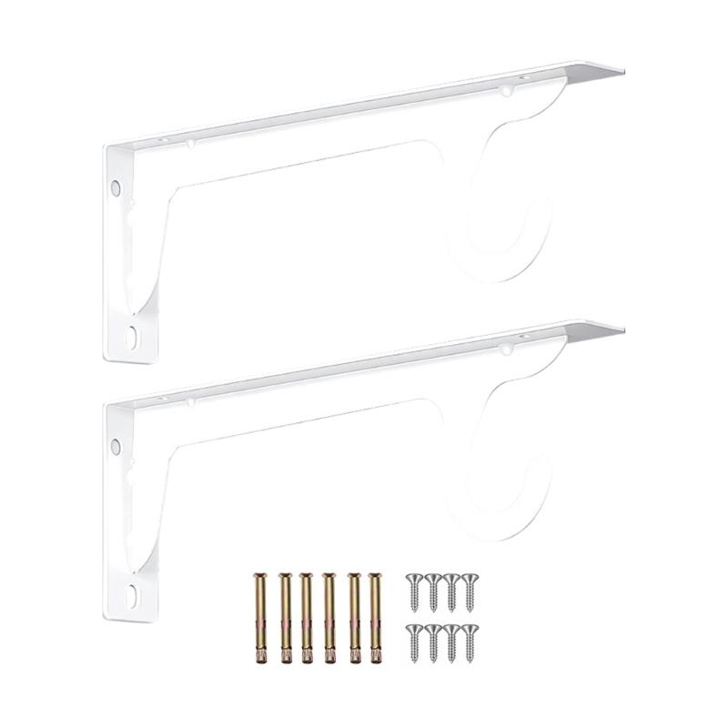 Pack Of 2 Heavy Duty Wall Mounted Hook Brackets with Double Hook Easy to Use for Closet Organization & Space Saving