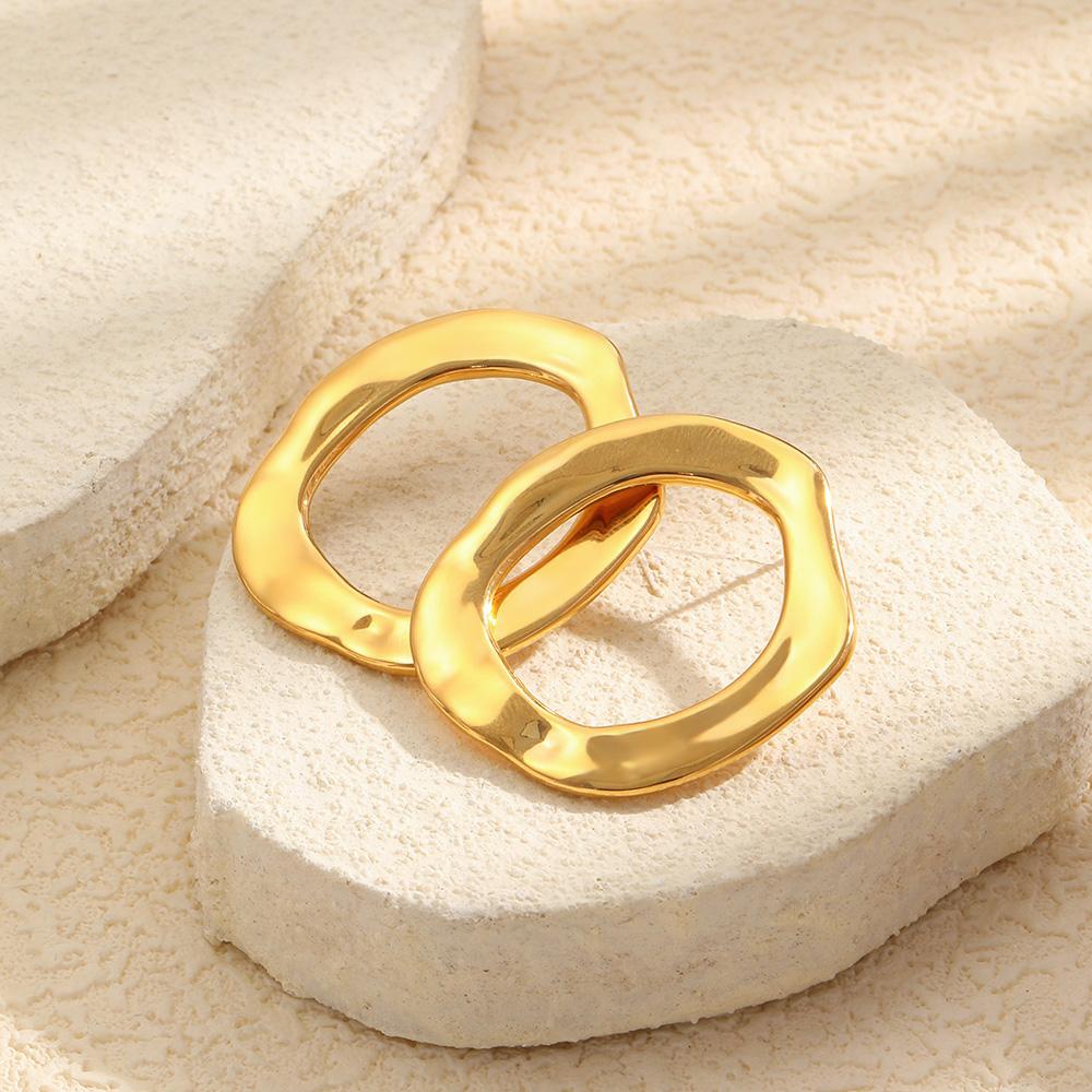 Mamacitaslay 316L Stainless Steel Chunky Hammered Stud Earrings 18K Gold Plated Waterproof Jewelry For Women Everyday Wear