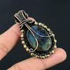 Handmade Labradorite Wire Wrapped Pendant  Natural Blue Flash Moonstone Healing Crystal Necklace Unique Copper Art Jewelry Gift for Women