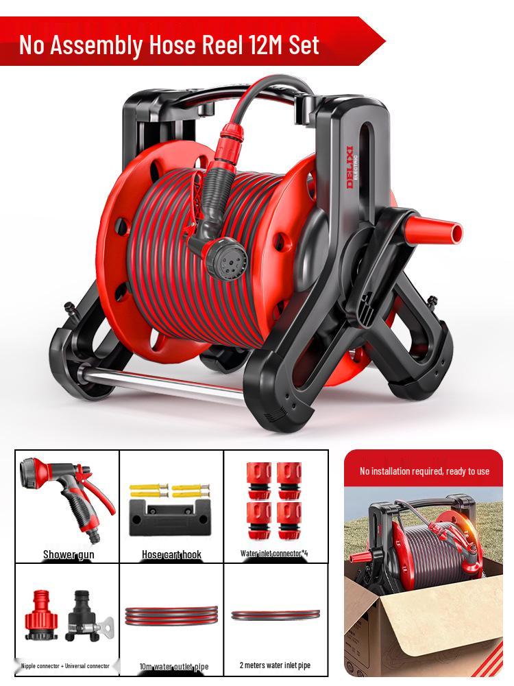 

Delixi Electric Retractable Water Hose Reel with Spray Nozzle for Vegetables and Flowers.