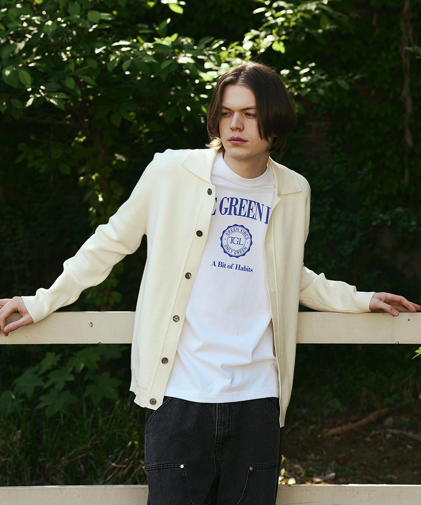 The Green Lab Collared Knit Cardigan [Ivory]