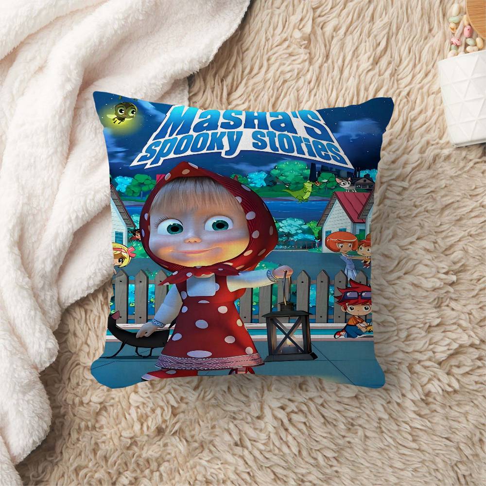 Cartoon MMasha And The BBears Pillow Cushion Cover Pillowcase Living Room Sofa Home Decor Customized