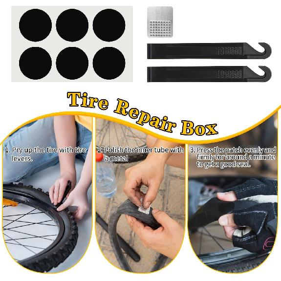 Bike Repair Kit, Bicycle Repair Bag with Tire Pump, Bike Tool Kit for Camping Travel,and 5mm Allen Wrenches, Used for Mountain Bike and Road Bike