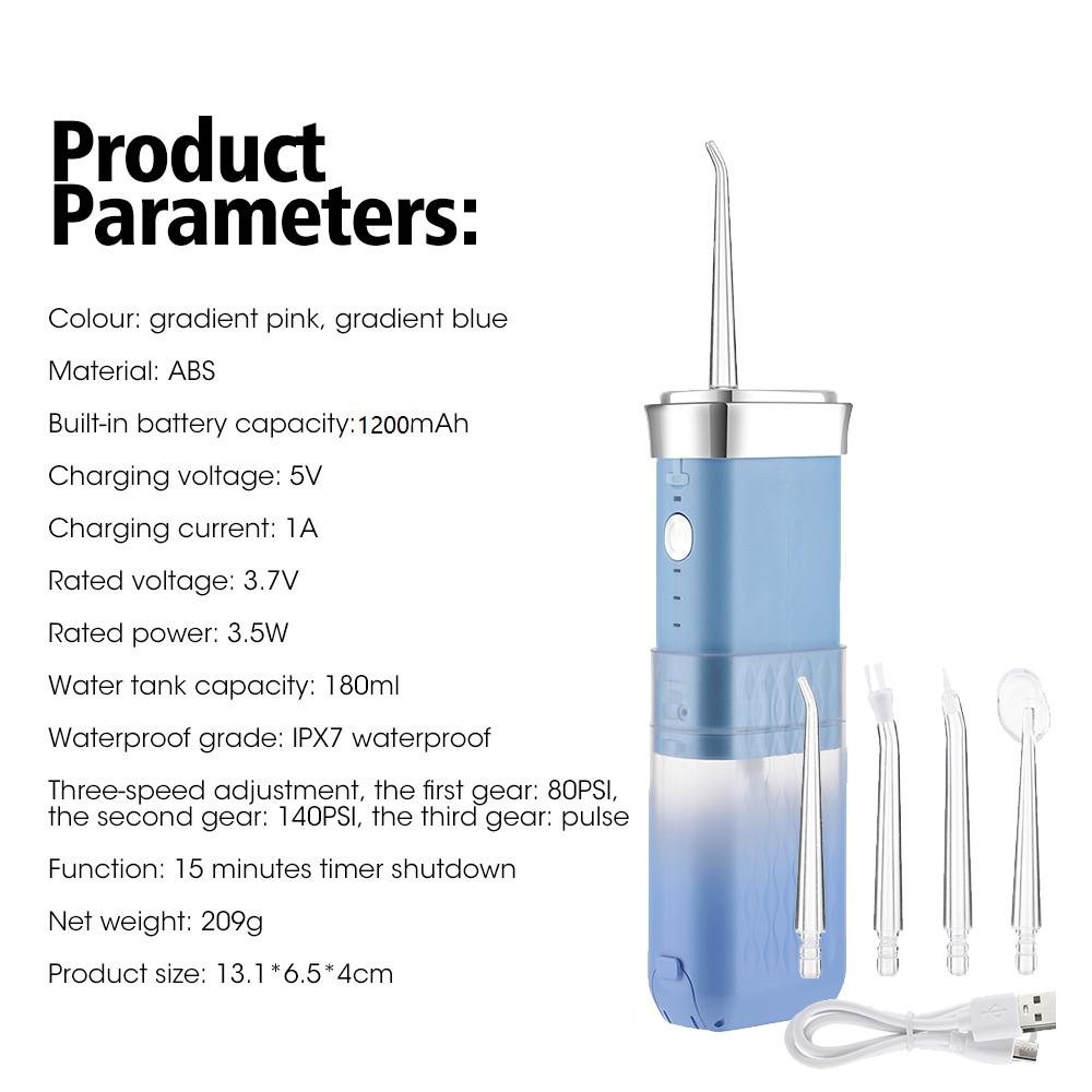 Electric Portable Oral Irrigator Cordless Water Flosser Teeth Pick for Home Travel Teeth Whitening Oral Care 1500rpm Water Jet