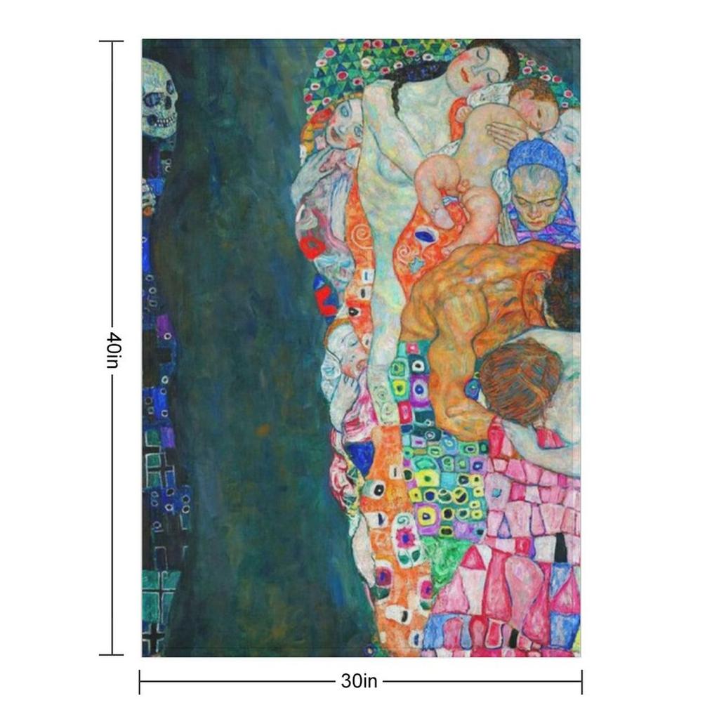 Gustav Klimt Śmierć i Życie Koc na kanapę Dekoracyjny Koc na zimę Koc z włosia i Koc