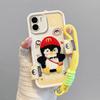 KEYSION Cartoon Cute Plush Embroidery Case for Redmi A2 A1 with Lanyard Silicone Shockproof Phone Cover for Xiaomi Redmi A1 A2