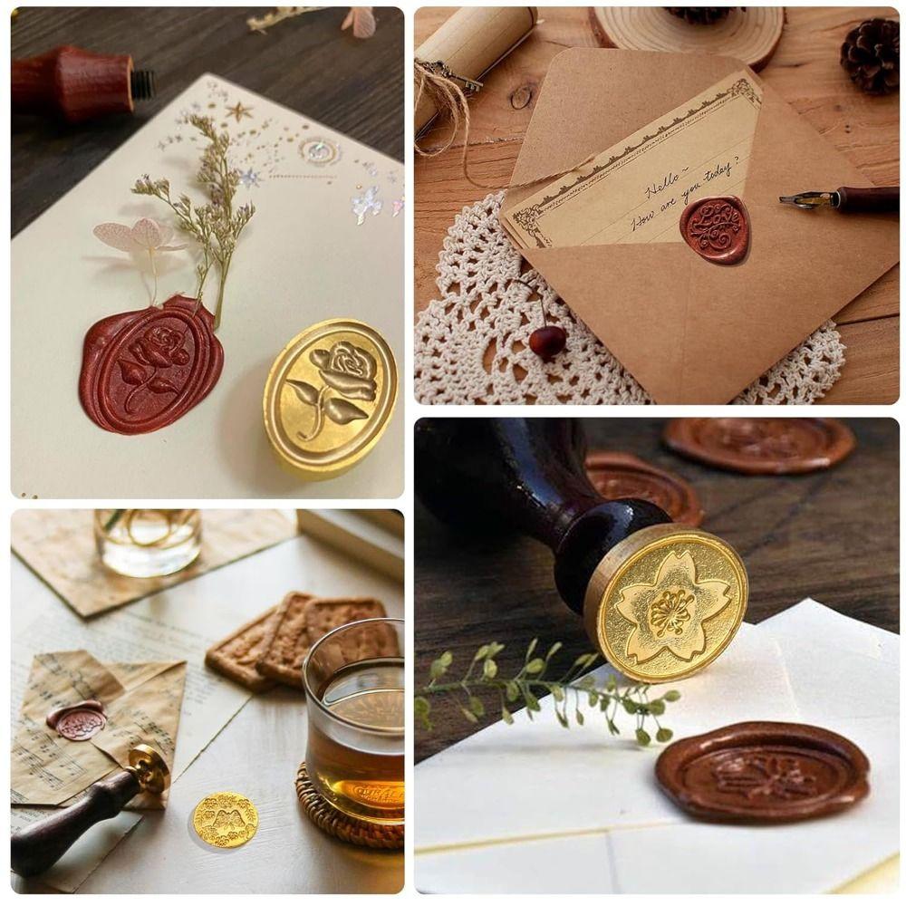 8/10/12Pcs Retro Lacquer Seal Head Stamps Set Enamelled Seal Heads  Invitations Cards Envelopes