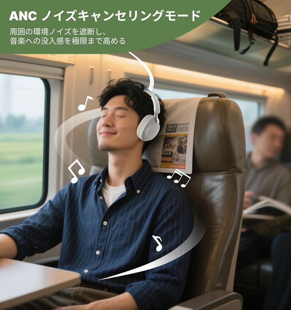 Hmusic Bluetooth Headphones with Japanese Voice Up To 80 Hours Wireless Audio Compatible 4 ANC Noise Cancellation ENC 40ms Low Latency Gaming Sound