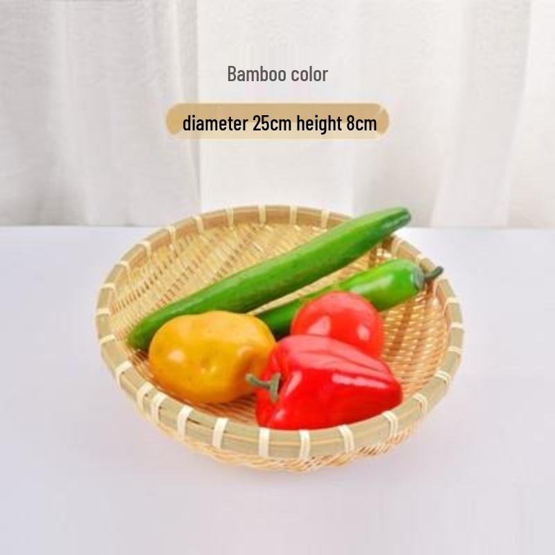 Handwoven Bamboo Winnowing and Storage Basket – Round Basket for Steamed Buns, Fruits, Vegetables, and Draining.