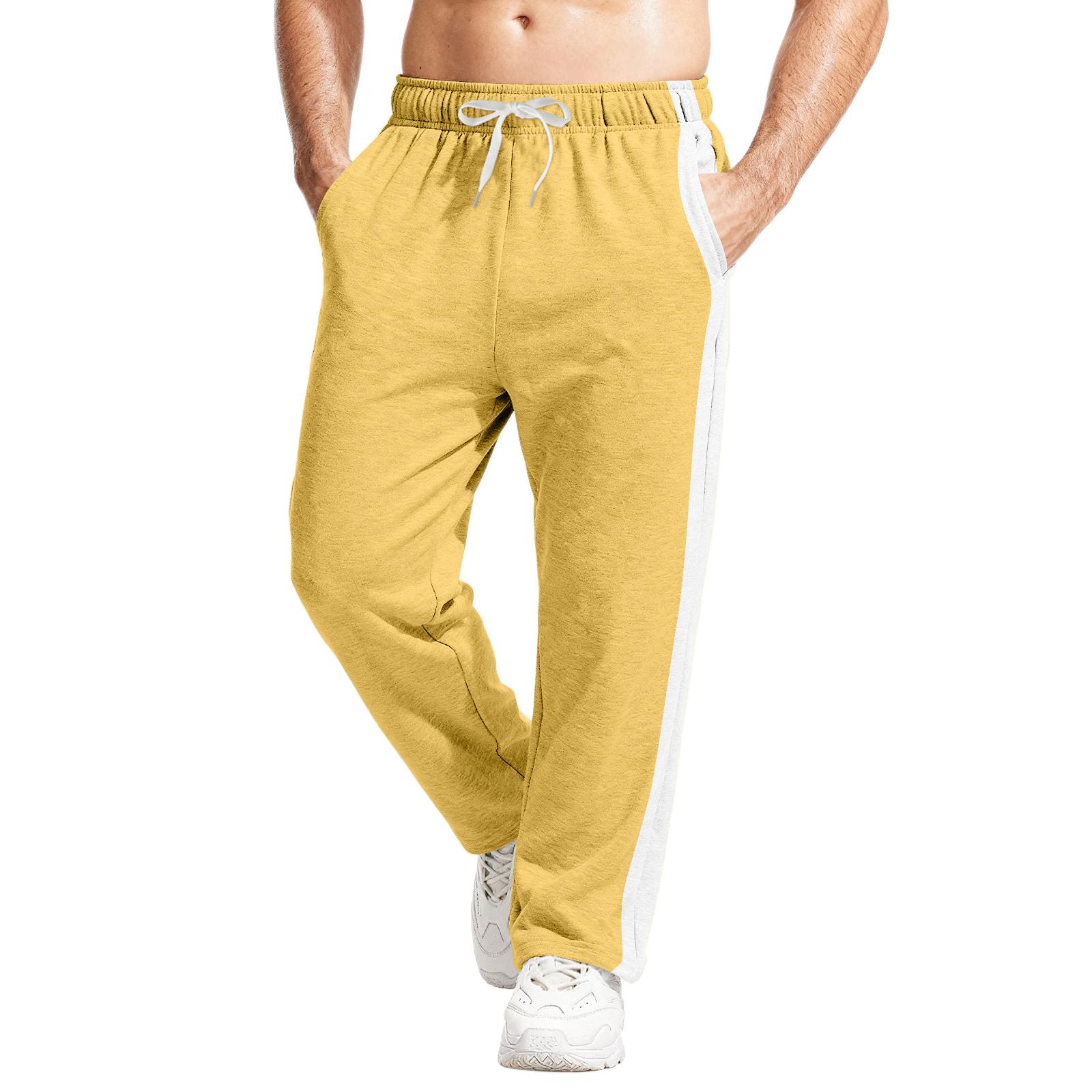 

Мужские повседневные спортивные штаны свободного кроя с эластичным поясом и кулиской, штаны для йоги XL жёлтый