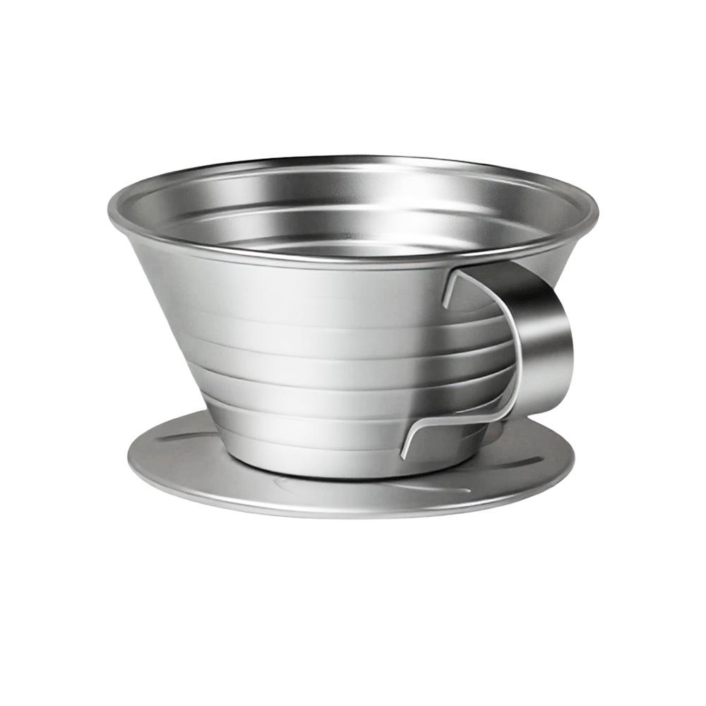 Stainless Steel Flat Bottom Pour Over Coffee Filter Cup and Pot Set