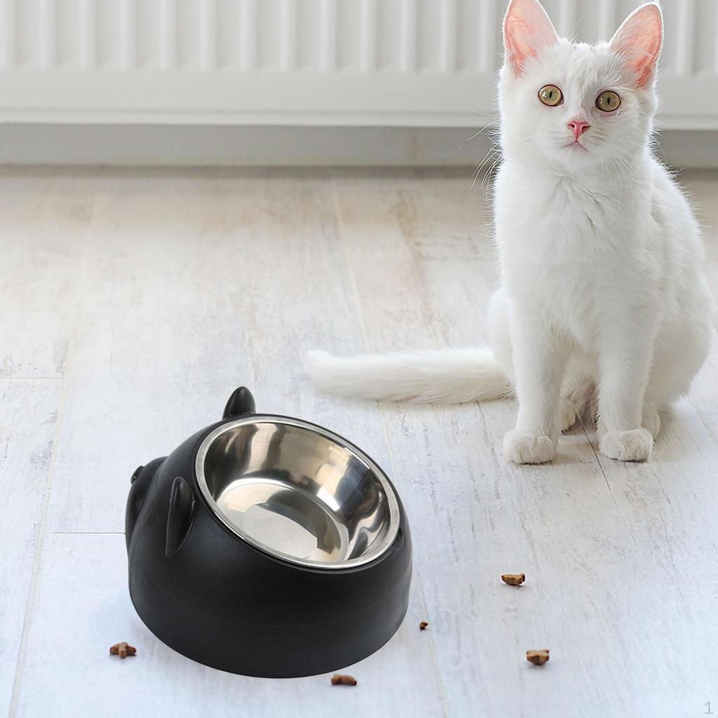 15° Angled Dog Bowl, Kibble Dispenser, Cartoon Design, Sturdy, Pet Accessory, Lightweight,