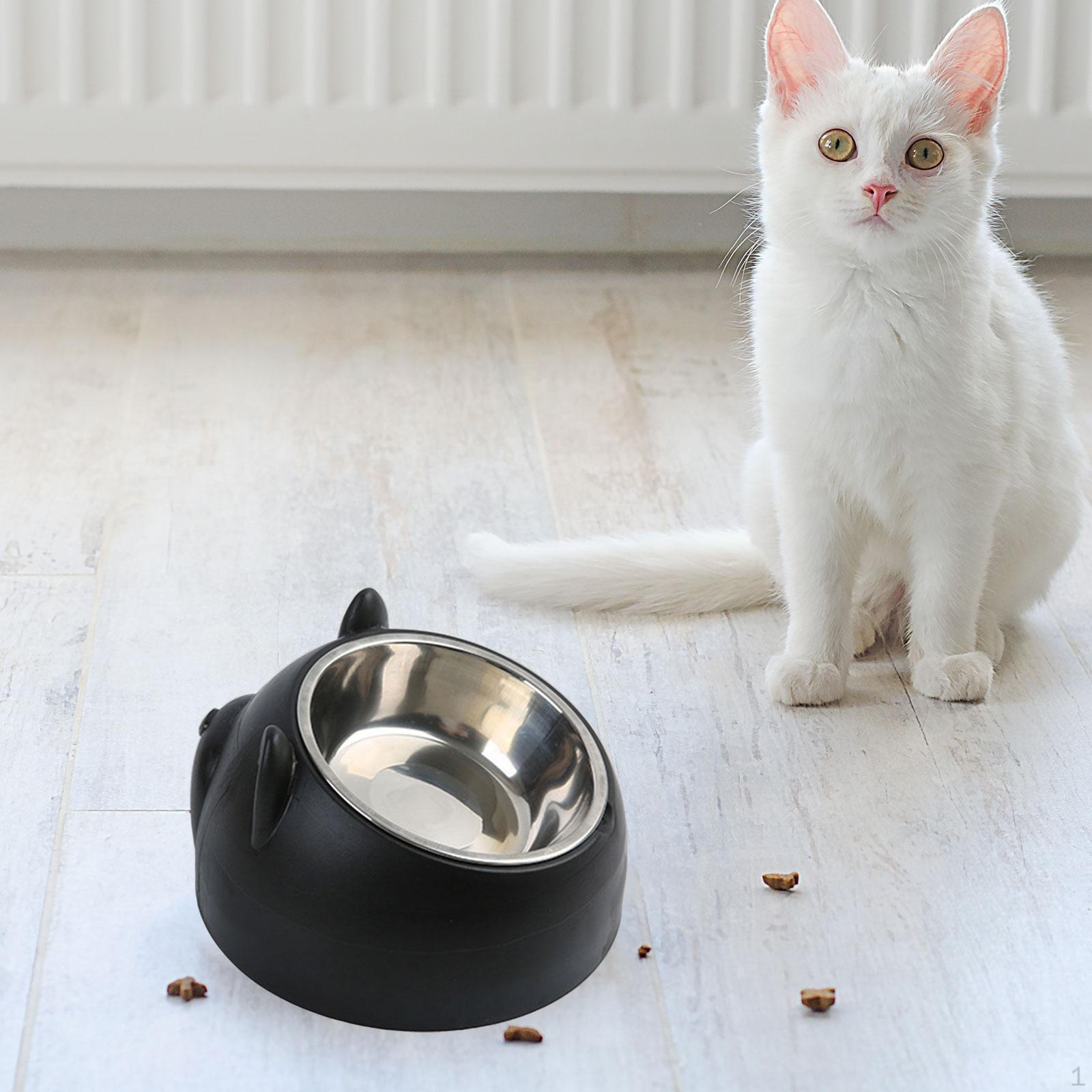 

15° Angled Dog Bowl, Kibble Dispenser, Cartoon Design, Sturdy, Pet Accessory, Lightweight, чёрный