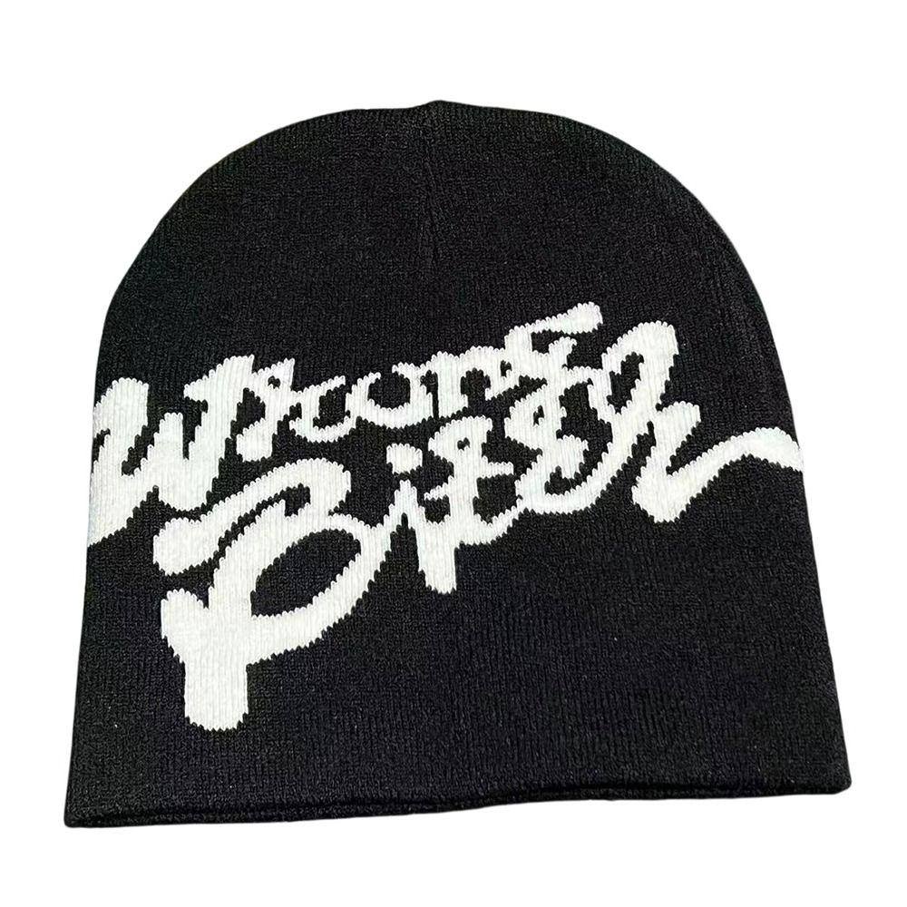 

Wool Acrylic Beanie Bonnet Y2k Cold Cap Fashion Casual Skullies Men Women чорний