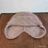 Korean Rabbit Fur Knitted Ear Protection Bomber Hat Women Autumn Winter Warm Face Small Flying Hat Big Size Wool Beanie Cap