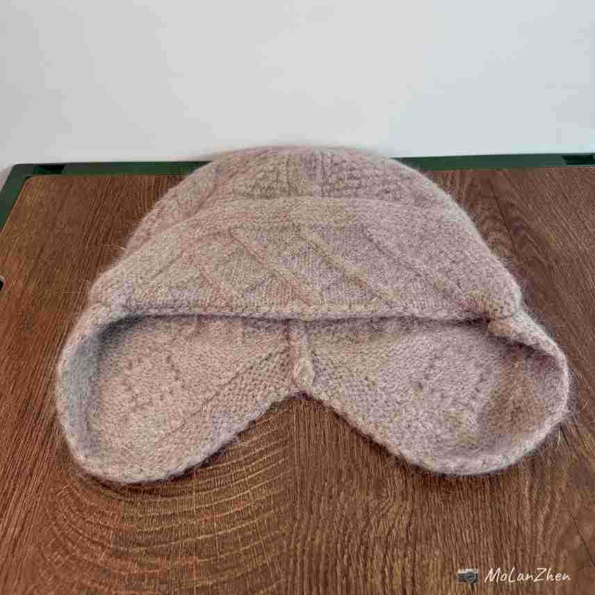 Korean Rabbit Fur Knitted Ear Protection Bomber Hat Women Autumn Winter Warm Face Small Flying Hat Big Size Wool Beanie Cap