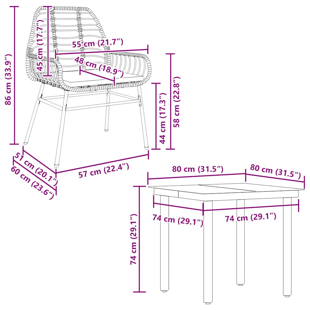 5 Piece Outdoor Dining Set with Cushions Brown Poly Rattan Glass Table