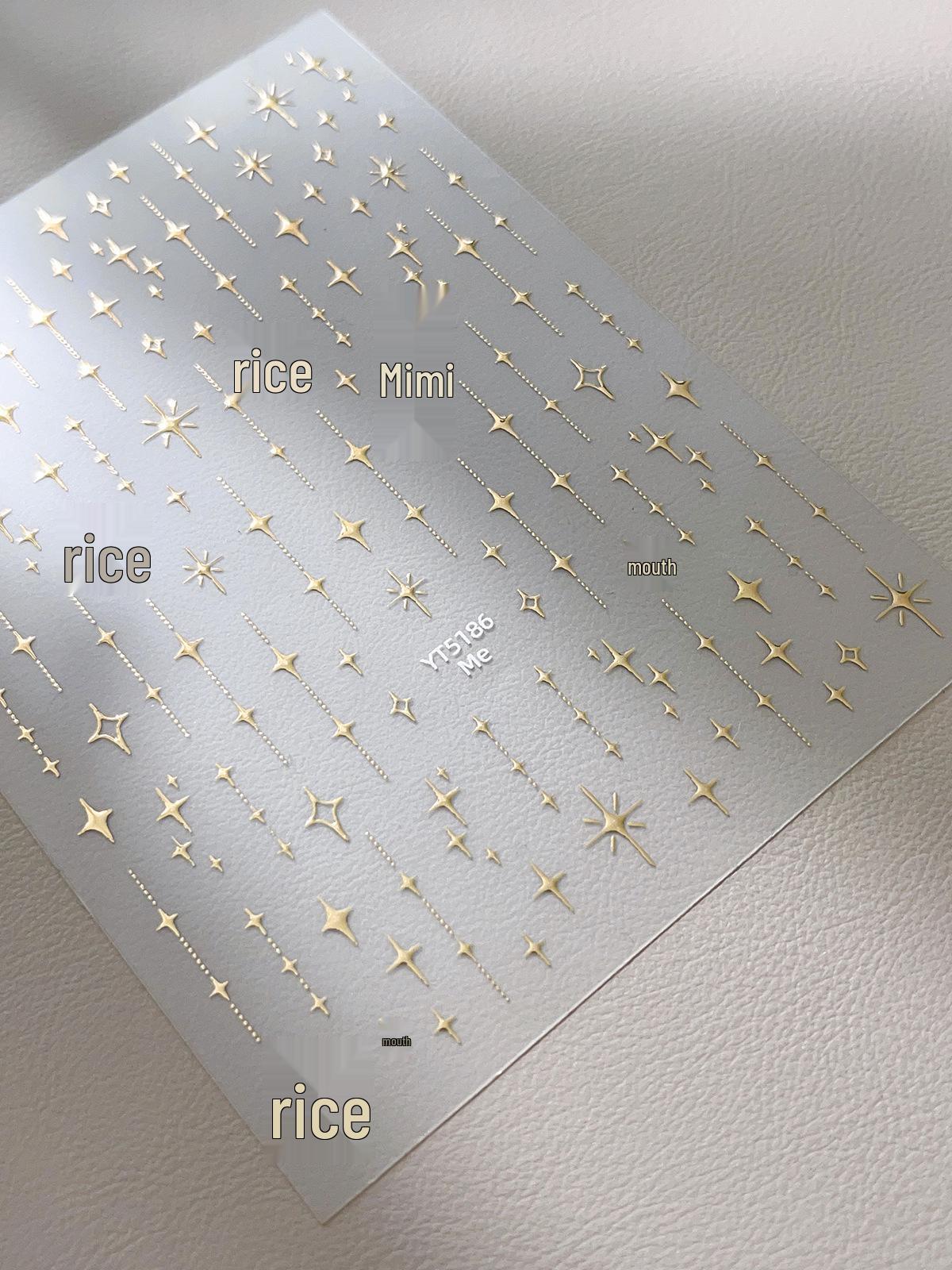 Наклейки для ногтей «Звездное небо»: Золотые и Серебряные 3D Рельефные Блестящие Звезды-Украшения