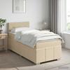 Box Spring Bed with Mattress and Headboard Cream 80 X 200 Cm Fabric