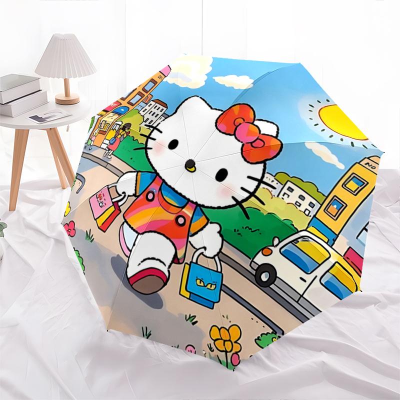 

1pc Hello Kitty Automatic Opening/Closing Umbrella with Foldable Design, 8-Rib Iron Frame, Outdoor Umbrella, Ideal Gift for Fans, Travelers, Daily Use