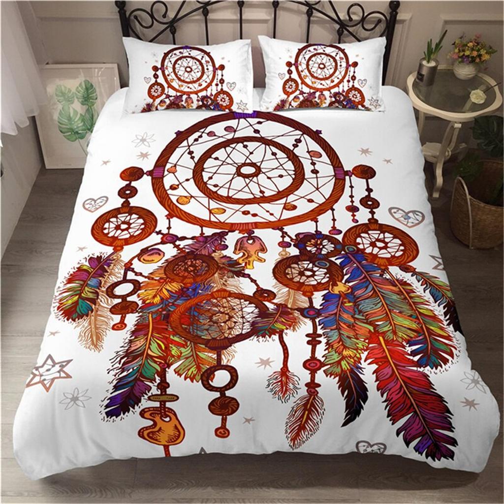 Dream Catcher Comforter Cover Double Size Duvet Cover Set Vintage Retro Soft Microfiber Zipper Bedding Set with 2 Pillowcases