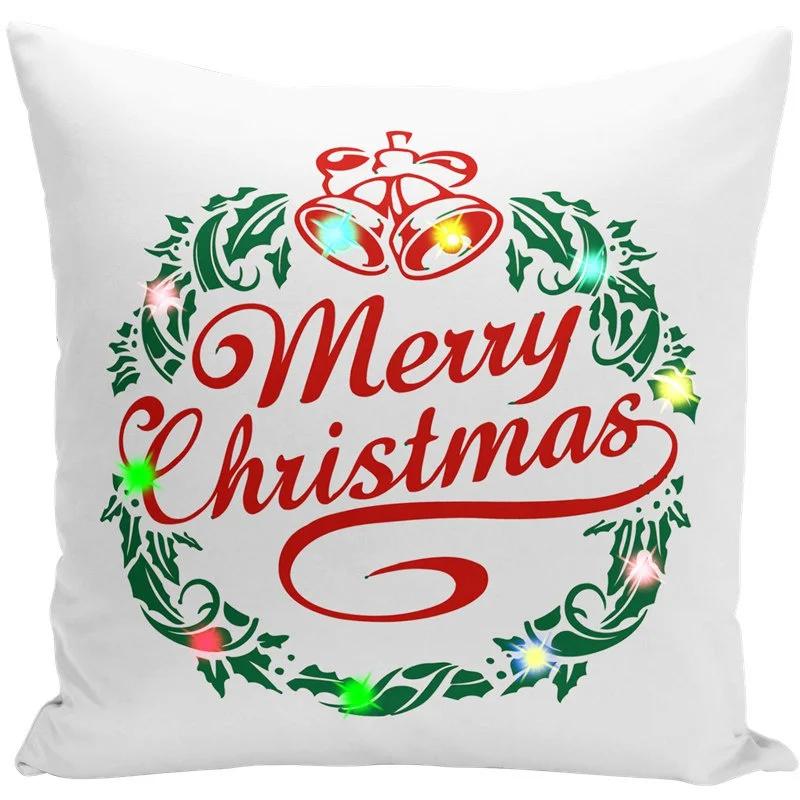 Led Christmas Pillowcase Cartoon Plant Creative Printing Luminous Cushion Cover Home Sofa Table Chair Decoration Pillow Cases
