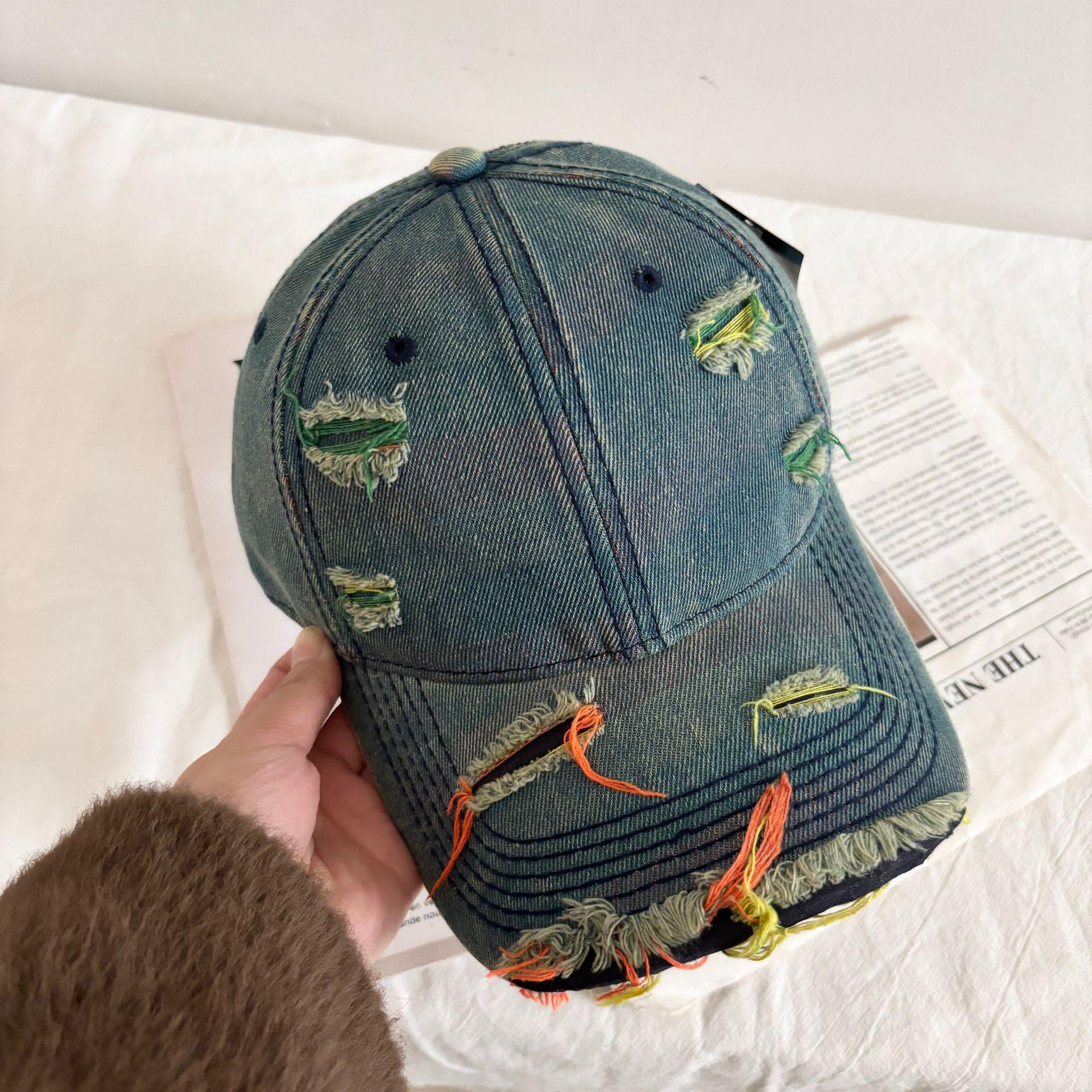 

Новая бейсбольная кепка Rainbow Ripped Cowboy для мужчин и женщин, весна-осень, модная универсальная студенческая легкая кепка M（56-58cm）