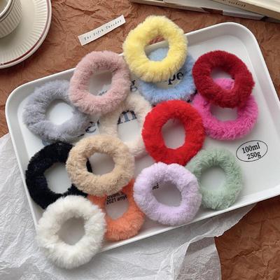 High Elasticity Faux Rabbit Fur Hair Ties - 2023 Korean Dopamine Style Rubber Bands for Women Ponytails