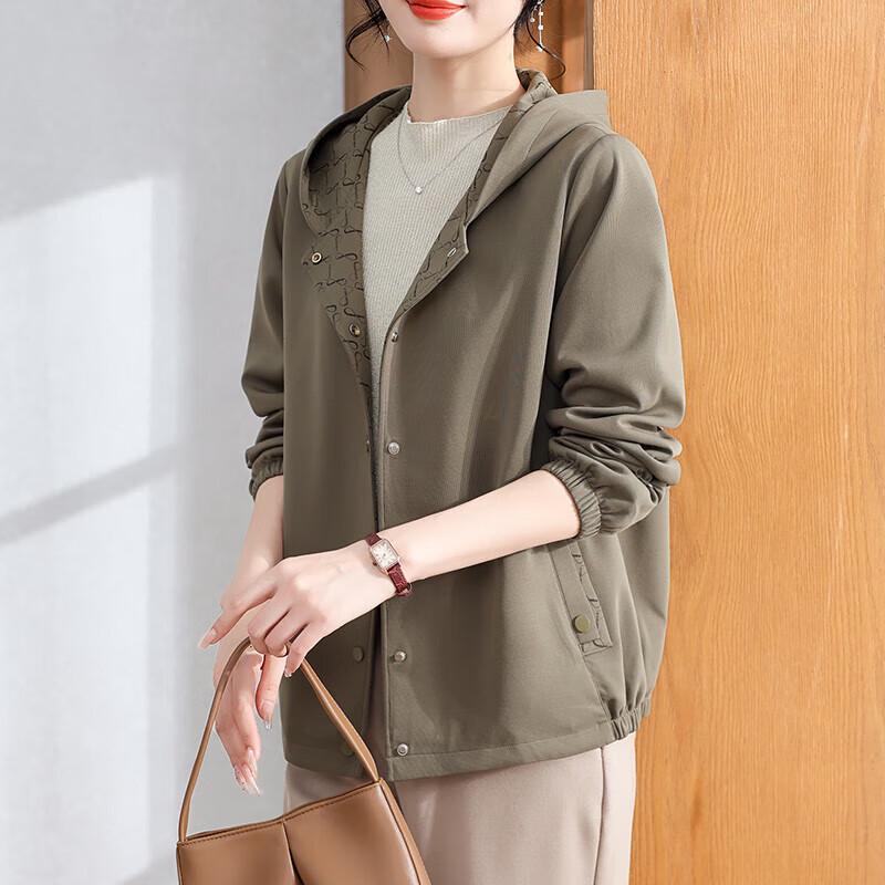 

Женский осенний кардиган-ветровка с капюшоном и длинными рукавами 2XL