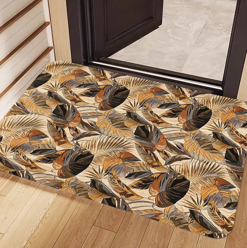 

Fresh Blue Botanical Leaf Door Mat Washable Non-Slip for Entryway Kitchen Bathroom Boho Living Room Bedroom Home Decoration 40cm x 60cm
