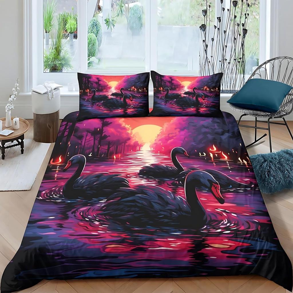 Lake Duvet Cover Sets for Kids Teens Queen Quilt Covers Lightweight Down Bedroom Decor 2 Pillowcases 1 Duvet Cover No Comforter