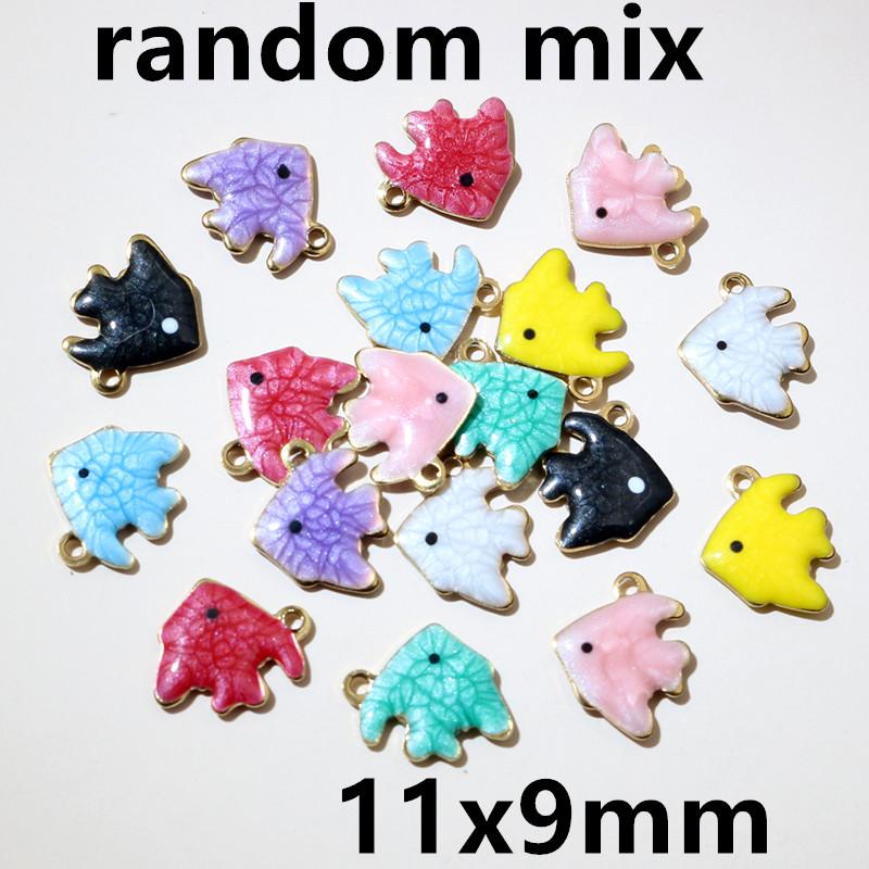 20pcs 11x9mm Stainless Steel Fish Enamel Charms Pendant Stainless Steel DIY Jewelry Making Accessories Findings