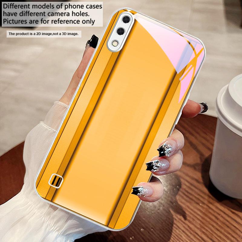 Golden Orange Border For Samsung M02 12 Note 8 9 10 20 A 01 A02 A03 Core 04 05 06 10 12 13 14 15 A16 Glass Ultra Phone Case
