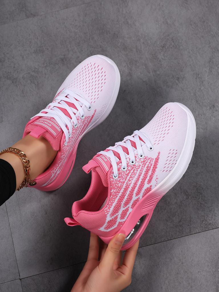 Fashion Large-sized Women's Shoes for the Autumn Breathable Running Shoes with Woven Mesh and Soft Soles, Comfortable Sports Shoes