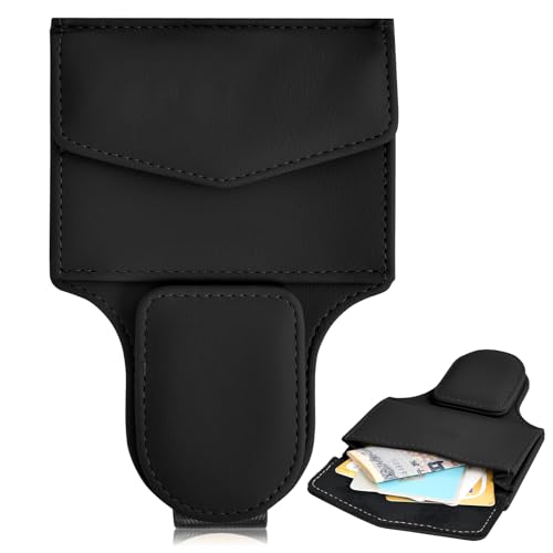 [Ganve] Eyeglass Holder with Card Slot, Car Eyeglass Holder, Leather Material, Sunglasses Holder, Car
