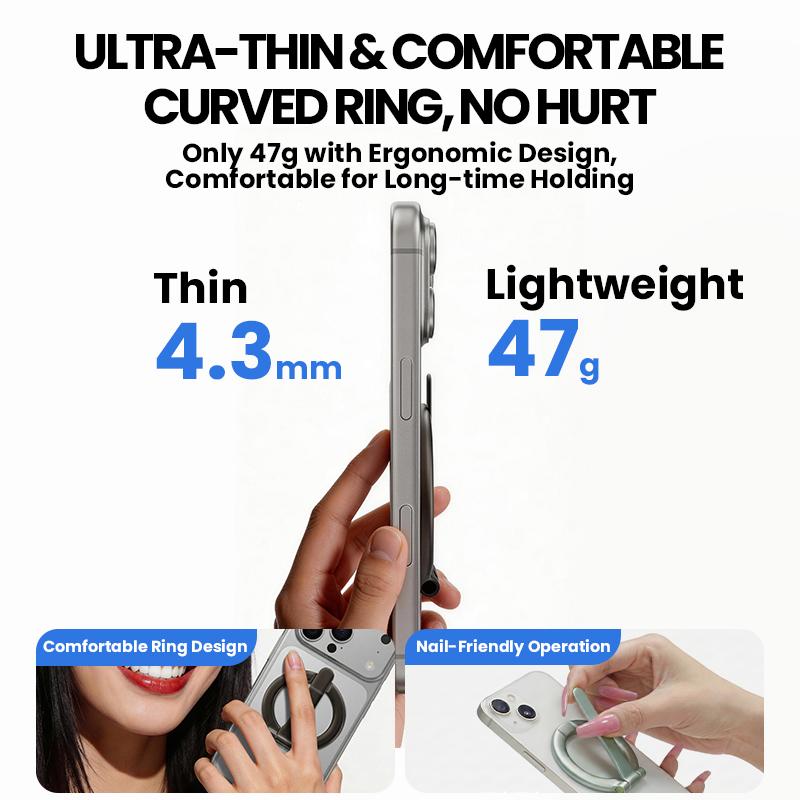 Ultra-thin Cell Phone Ring Holder Magnetic Ring Foldable Kickstand Magnet Grip Desktop Stand for Phone
