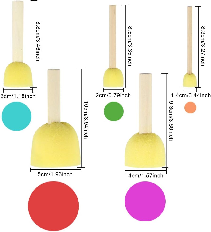 5 Größen Schaumpinsel Schwammpinsel Runder Schwamm Stippler Malwerkzeuge Runde Schwämme Pinsel für Kinder Graffiti Kunsthandwerk DIY Malen