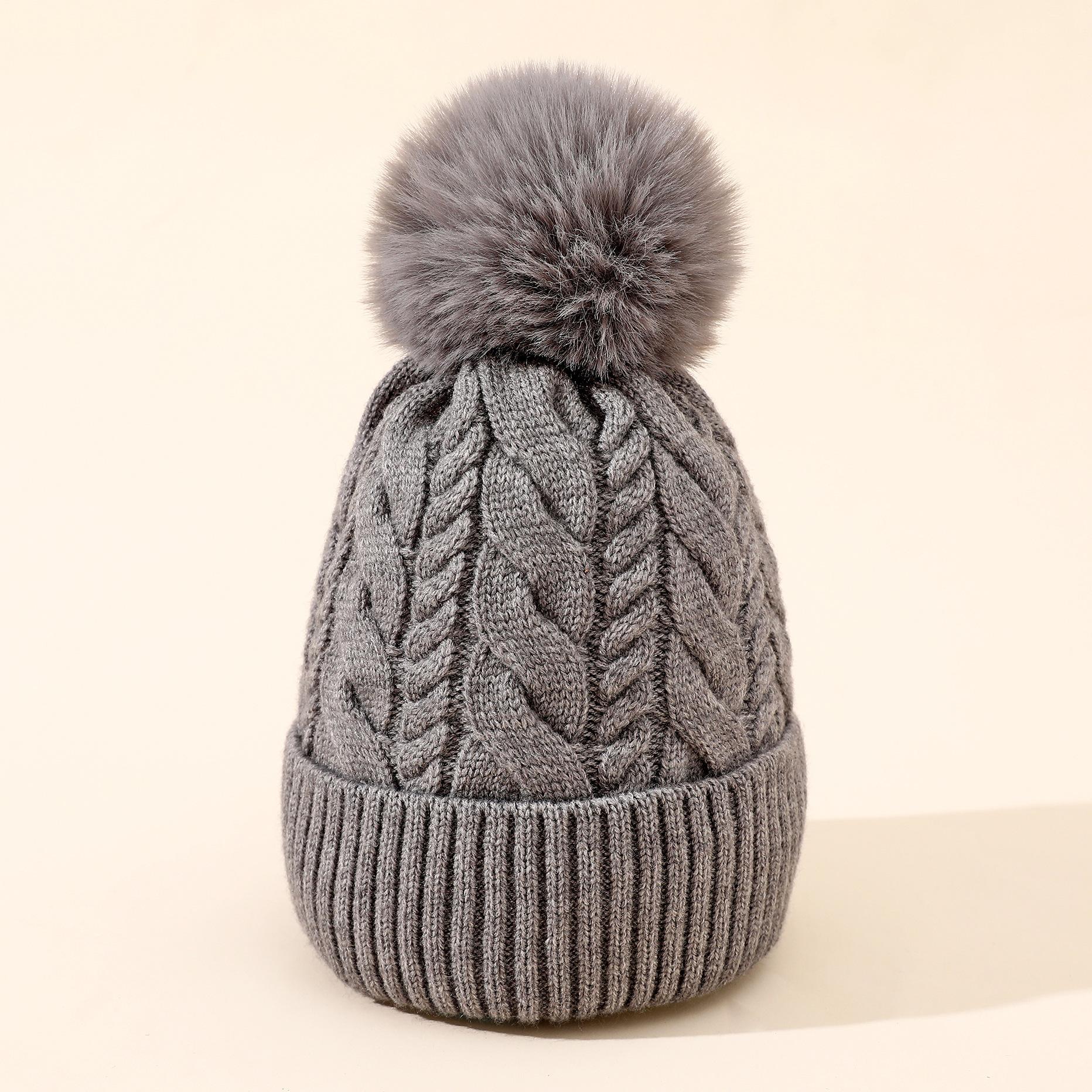 

New Autumn and Winter Women s Knitted Hat Warm and Versatile Cute Fur Ball Plus Velvet Thickened Wool Hat One Size