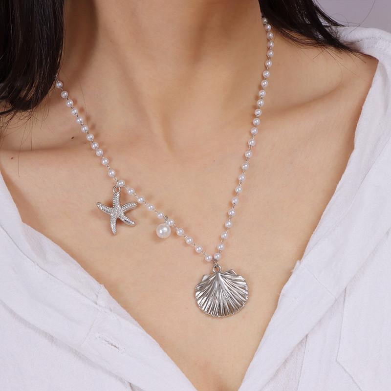 

New Fashion Shell Starfish Choker Necklaces Pearl Statement Necklaces For Women Beach