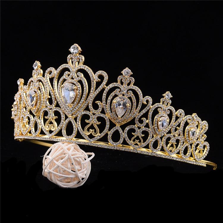 Women Bridal Wedding Crown Tiara Bridal Accessories Gold Plated Pageant Crown