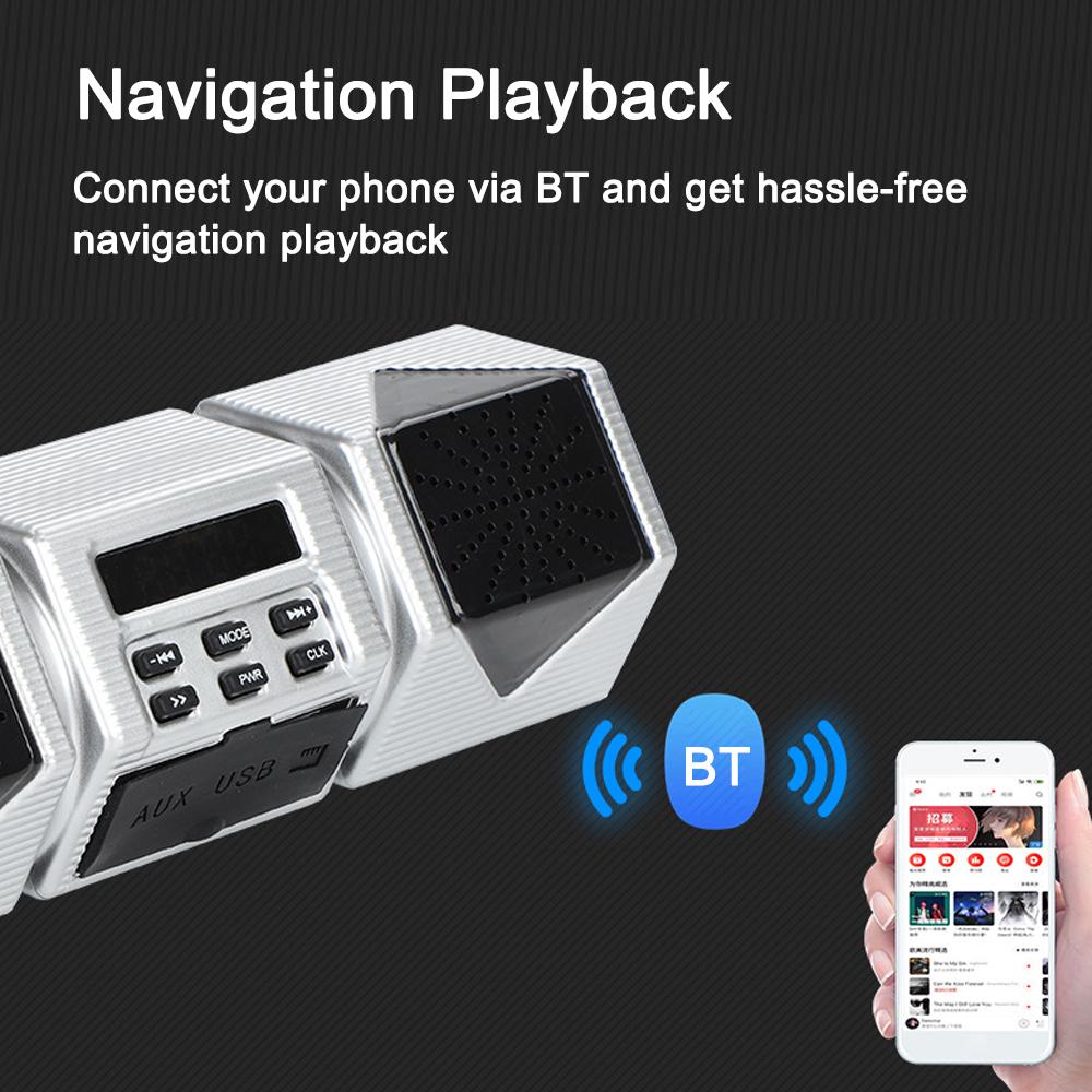 Motorcycle Stereo Speaker BT Handlebar Mount MP3 Player Audio Amplifier System Waterproof Support USB TF Card AUX