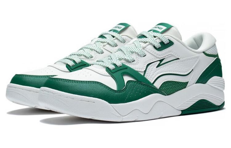 Li Ning Basketball Culture OG 90 Abrasion Resistant Breathable Low Top Vintage Basketball Shoes White Green ABCT047-3