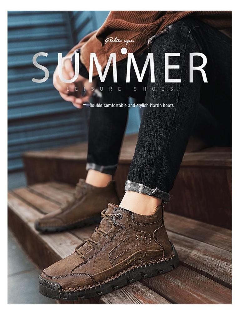 2024 Autumn/Winter Men's Plus Size High-Top Cotton-Lined Casual Warm Shoes