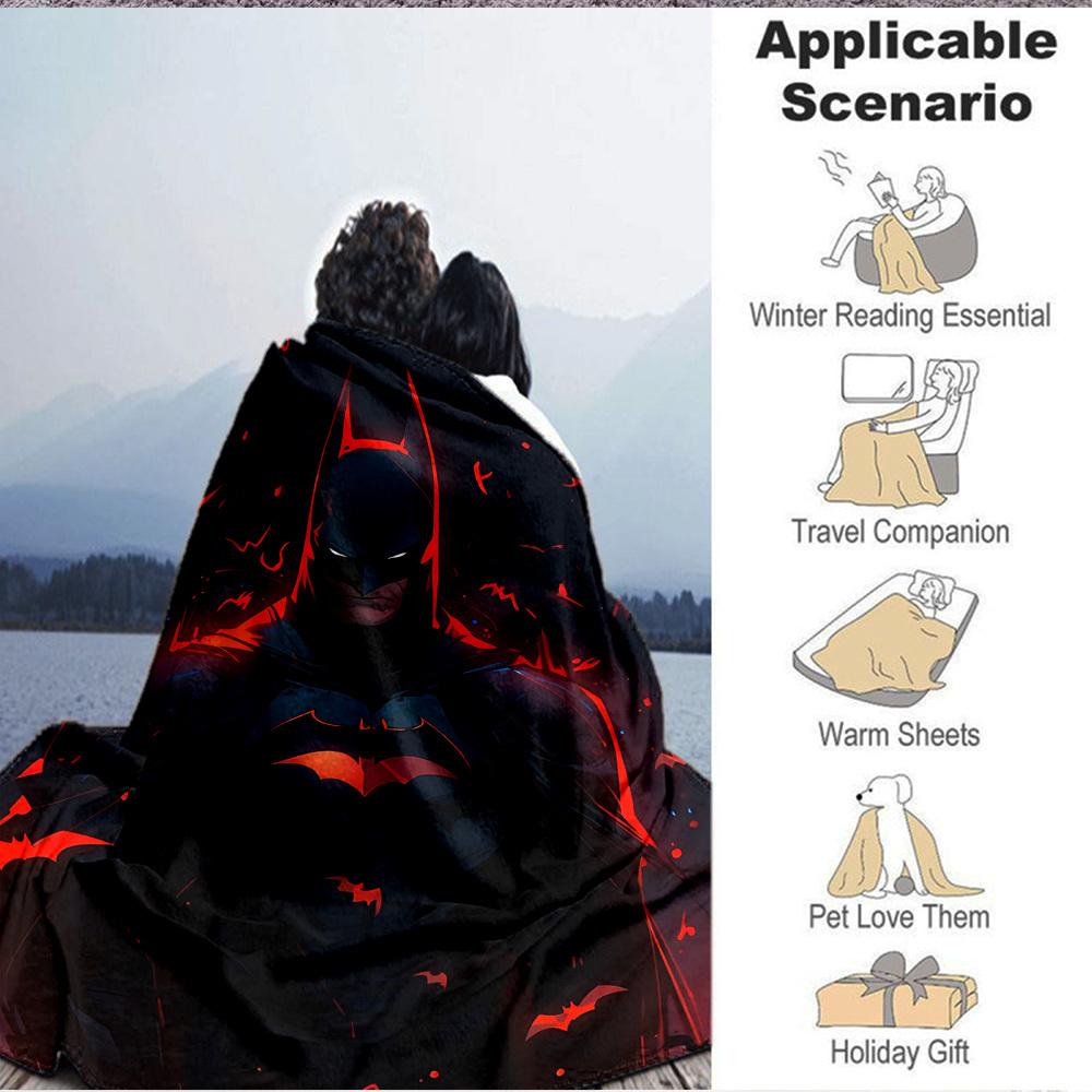 1pc Batman Flannel Throw Blanket - HD Printed Lightweight Soft Warm All-Season Blanket for Sofa, Bed, Travel, Camping 140