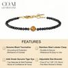 COAI 3mm Tiger Eye Black Tourmaline October Birthstone Amulet Bracelet for Women