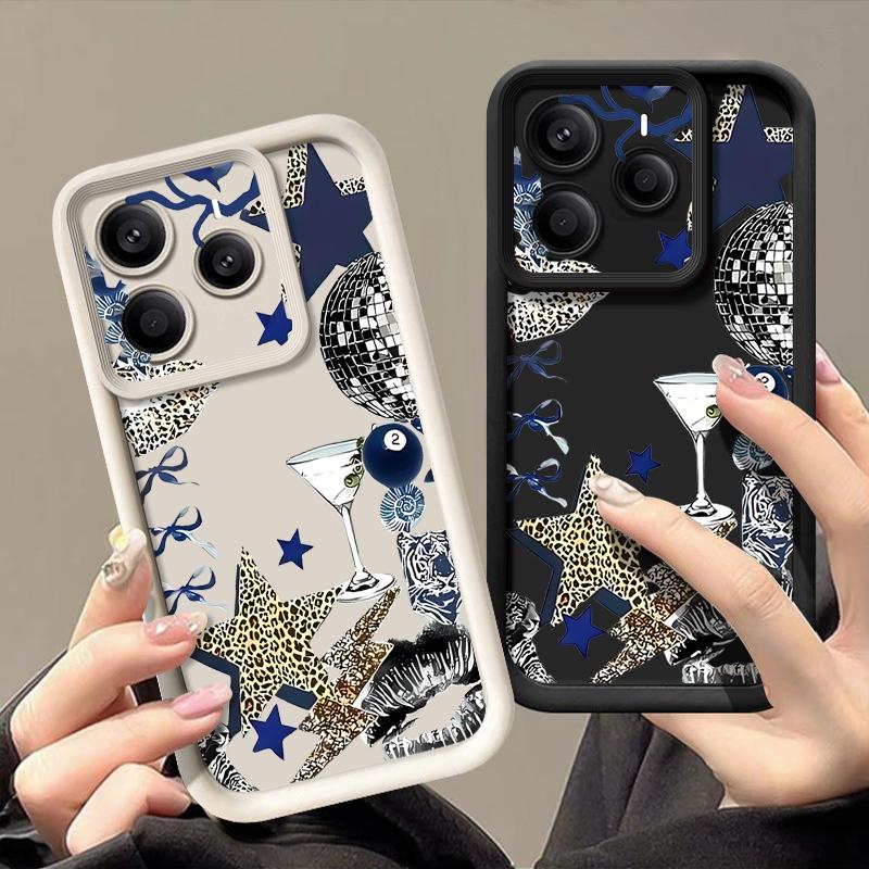 Leopard Star Disco Ball Pattern Case For Xiaomi Redmi Note 14 13 Pro 5G 4G 12 11 Funda Xiaomi 14T 13T 11T Pro Shockproof Bumper Silicone Cover