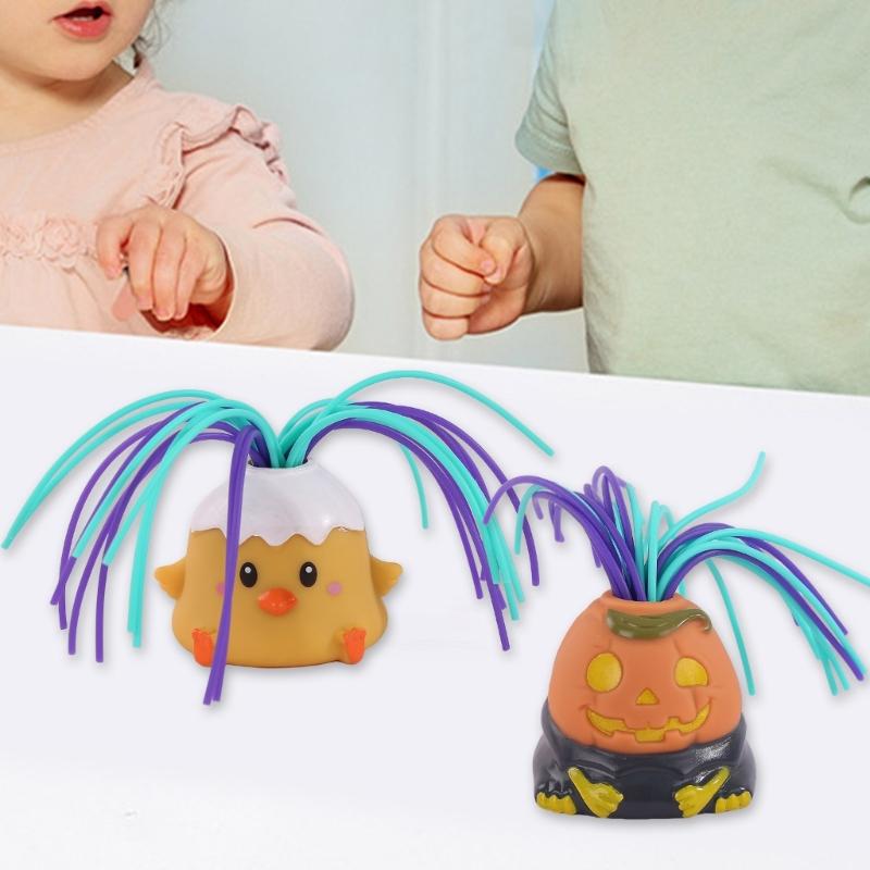 Pull Hair Toy Sensory Hair Pulling Venting Halloween Pinch Stress Relief Figurine for Toddler Children Birthday Gift