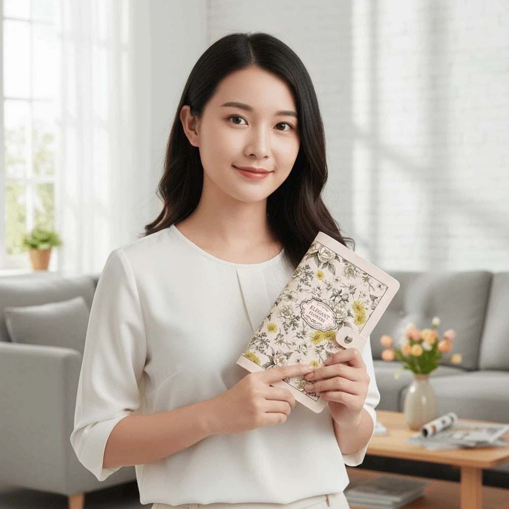 Anti-splash Water Cash Budget Ledger A6 Leather Savings Book Button Notebook for Money  Office